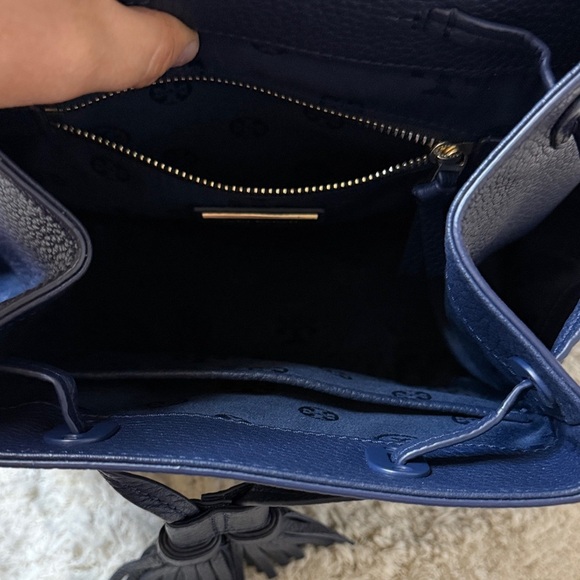 Tory Butch Mini Thea Backpack Navy Blue - Picture 10 of 10
